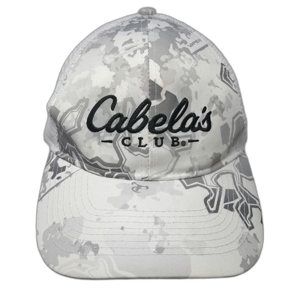 Cabela's CLUB Trucker Hat Gray Viper Snow Camo Mesh Snapback One Size Hunting